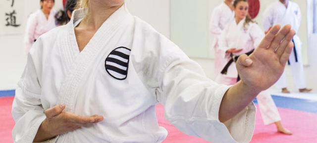 karate class posing